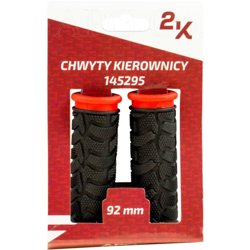 Chwyty kierownicy czerwono-czarne 2K 92mm