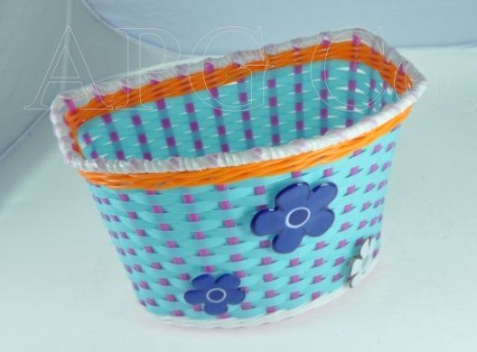 Koszyk przedni dziecięcy niebieski kwiatki